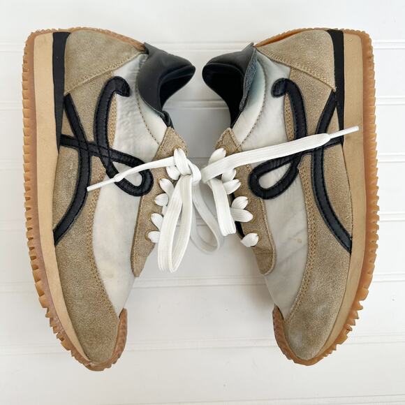 Loewe Flow Runner Sneakers Beige Tan Black Suede Nylon Women’s 36 US 6 Trainers - Picture 9 of 9